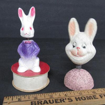 Vintage Easter Rabbit Nodder Candy Container, Rabbit Nodder Candy Container Head
