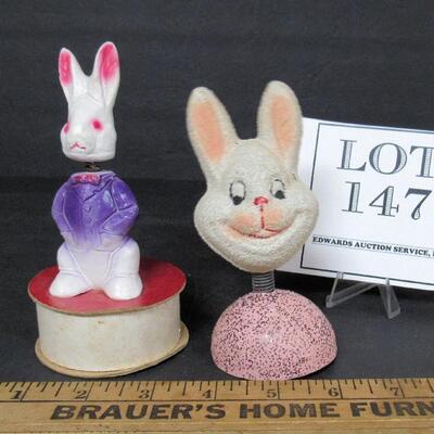 Vintage Easter Rabbit Nodder Candy Container, Rabbit Nodder Candy Container Head