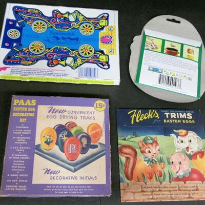 Nice Lot of Vintage Easter Egg Dye and Decoration Kits, Paas Disney Theme, Fleck's Egg Trims, More