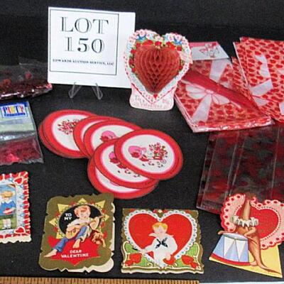 Misc Valentine Lot, Old Valentines, to Modern Confetti and Bags