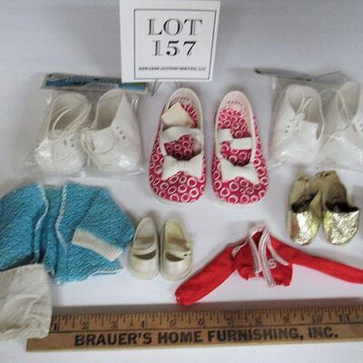 Misc Lot of Doll Shoes and Small Pair Child's Shoes, Size 4, And Small Doll Clothes