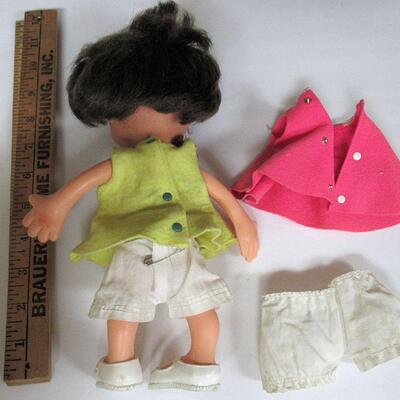Vintage 1963 LaFlex Doll Made in France and Extra Clothes