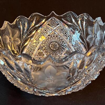 Antique Exquisite Cut Glass bowl - HEAVY! Pristine!