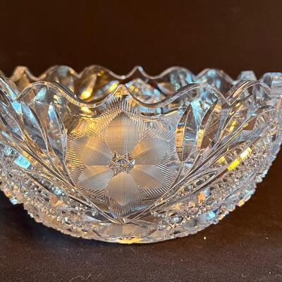 Antique Exquisite Cut Glass bowl - HEAVY! Pristine!