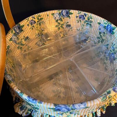 Large Longaberger Signed Basket w Lid 3 Stackable Inserts Extra Fabric Liner