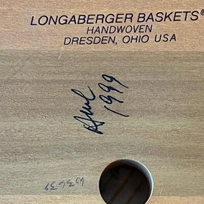 Large Longaberger Signed Basket w Lid 3 Stackable Inserts Extra Fabric Liner