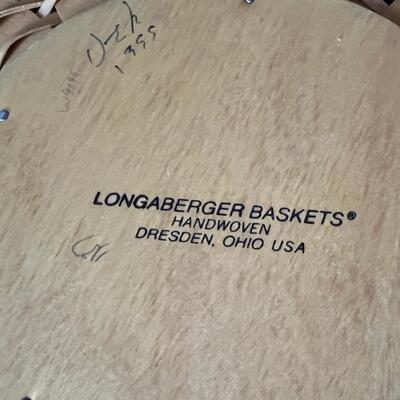 Longaberger Basket w Stackable Inserts Fabric Liner Leather handles