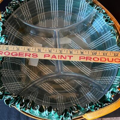 Longaberger Basket w Stackable Inserts Fabric Liner Leather handles