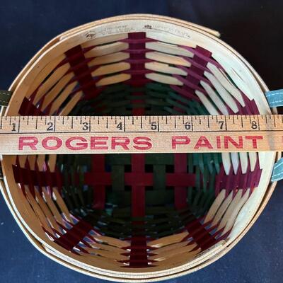 Fine Longaberger Basket w Red Lid Covered Bowl Insert Leather Handles