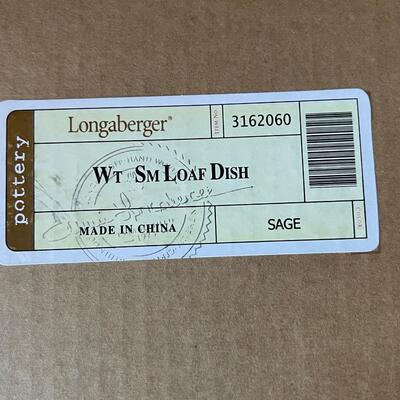 Longaberger Pottery Loaf Baking Dish Sage w box!