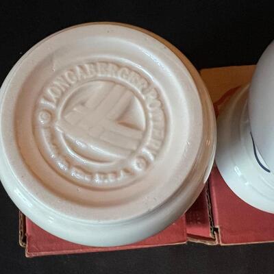 2 Longaberger Blue Miniature Flower Pots in original boxes