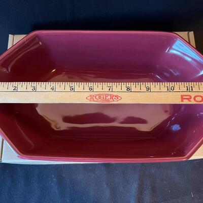 Longaberger Pottery Natures Garland Serving Bowl Paprika in original box.
