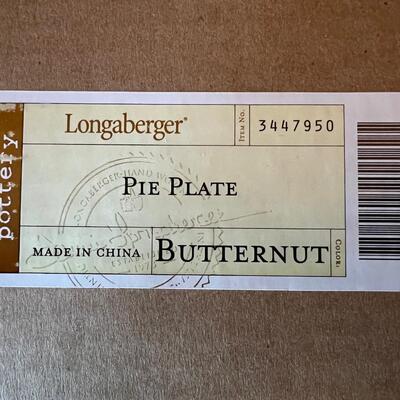 Longaberger Pottery Butternut Yellow Pie Plate in box 2 recipes