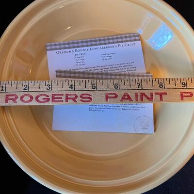 Longaberger Pottery Butternut Yellow Pie Plate in box 2 recipes
