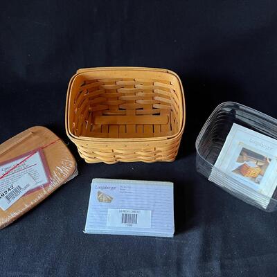 Longaberger Signed Small Recipe Basket w Lid and Recipe Cards. Never used