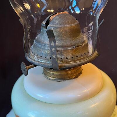 19th C Oil Lamp in Amazing Condition w Glass Chimney