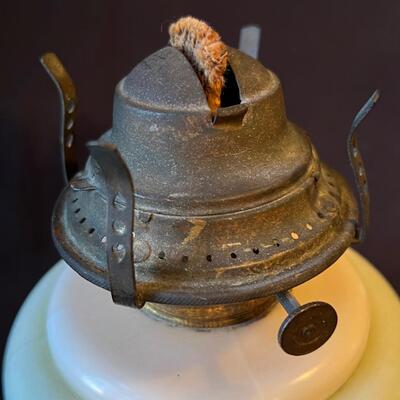 19th C Oil Lamp in Amazing Condition w Glass Chimney