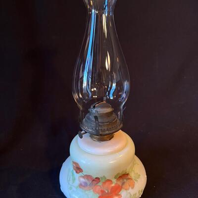 19th C Oil Lamp in Amazing Condition w Glass Chimney