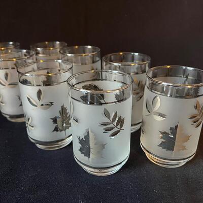 Set of 8 Mid Century Modern Glasses Golden Foliage Libbey Cocktail