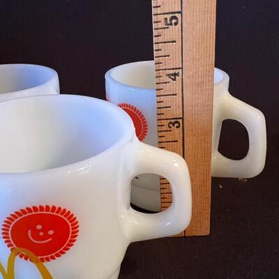 Set of 3 Vintage McDonald's White Glass Coffee Mugs original bags!