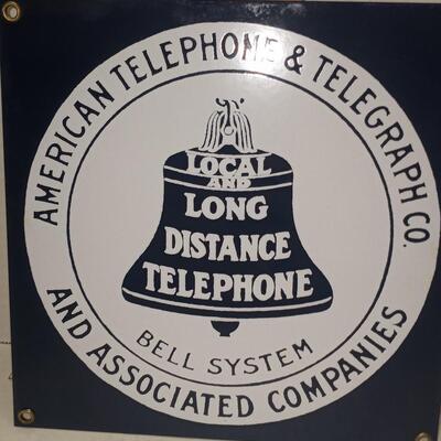 AMERICAN TELEPHONE & TELEGRAPH CO. ANDE ROONEY PORCELAIN ENAMEL SIGN 