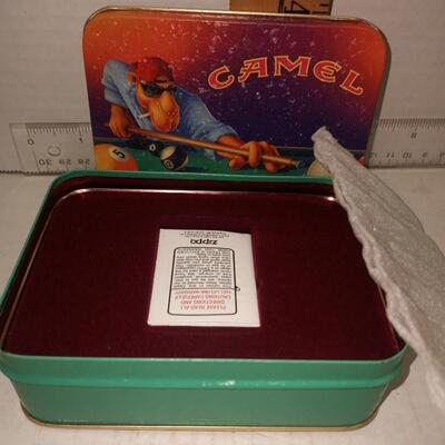 Zippo Joe Camel Shooting Pool Tin Rare Cigarette Storage Rare Vintage 80â€™s 
