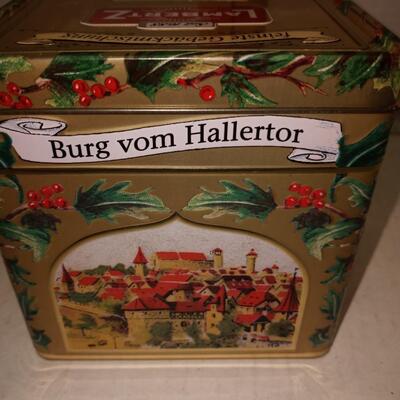 Vintage Lambertz Wind Up Gold Tin Music Box German Christmas Plays Jingle Bells