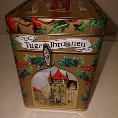 Vintage Lambertz Wind Up Gold Tin Music Box German Christmas Plays Jingle Bells