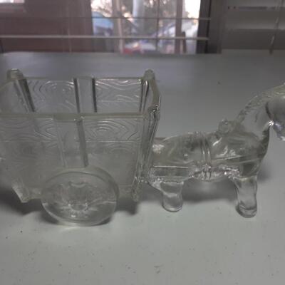 Glass Horse and cart figurine