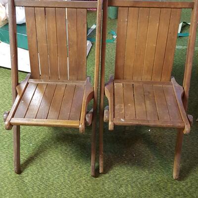 Pair Antique Folding Wood Chair
