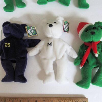 Lot of 6 Different Bam Beano Plush Baseball Bear Bean Bags