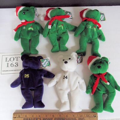 Lot of 6 Different Bam Beano Plush Baseball Bear Bean Bags