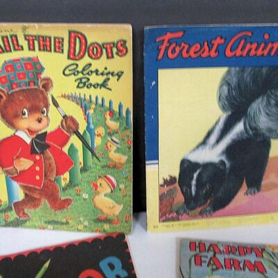 Lot of Vintage Kid's Soft Cover Activity Books and Forest Animals Book
