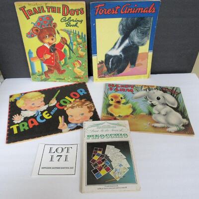 Lot of Vintage Kid's Soft Cover Activity Books and Forest Animals Book