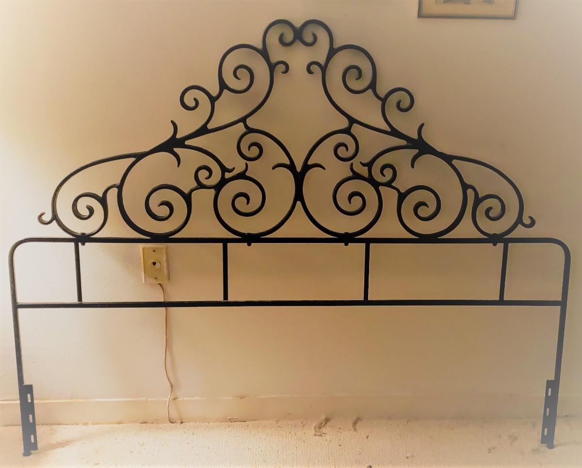 Vintage Black Wrought Iron Headboard Full