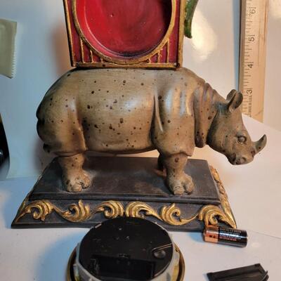 Rhinoceros with parrot and Clark