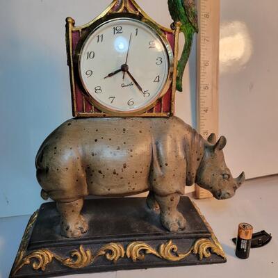 Rhinoceros with parrot and Clark