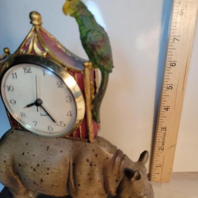Rhinoceros with parrot and Clark