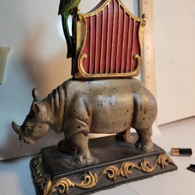 Rhinoceros with parrot and Clark