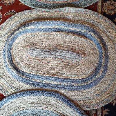 Lot of 5 Vintage Handmade Braided Round Oval Rugs