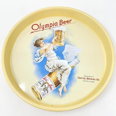 VINTAGE 13â€ OLYMPIA BEER METAL TRAY