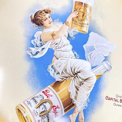 VINTAGE 13â€ OLYMPIA BEER METAL TRAY