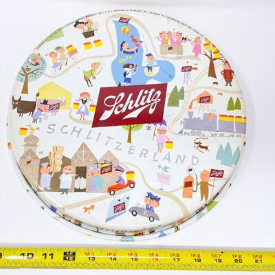 1957 13â€ SCHLITZ â€œSCHLITZERLANDâ€ BEER METAL TRAY