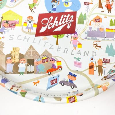 1957 13â€ SCHLITZ â€œSCHLITZERLANDâ€ BEER METAL TRAY