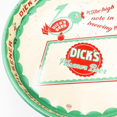 VINTAGE 13â€ DICKâ€™S PILSNER BEER METAL TRAY