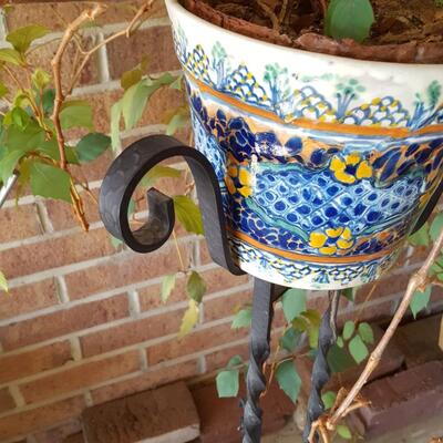 Wrought Iron Plant stand with pot and plant 35