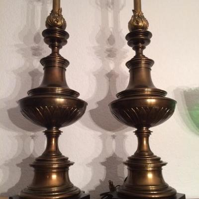 Vintage Stiffel Mid-Century Brass Table Lamps- A Pair