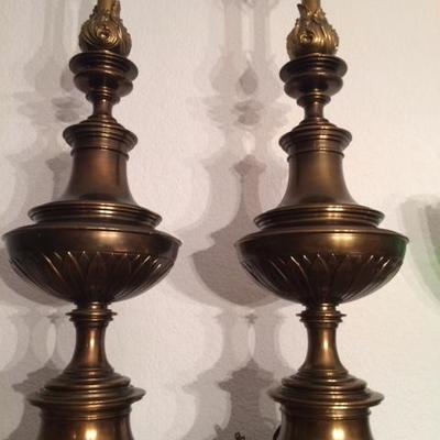 Vintage Stiffel Mid-Century Brass Table Lamps- A Pair