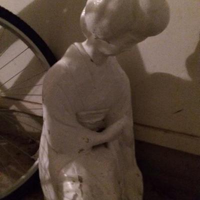 Vintage Cast/ Stone Japanese Geisha 
