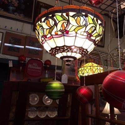 Vintage Stain Glass Chandeliers 